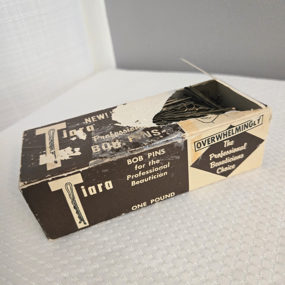 Vtg Tiara Salon Tip Bob Pins Rubber Tipped 1 7/8" Brown Opened One Lb Box Hair